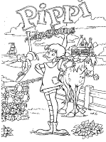 A coloring page of pippi longstocking